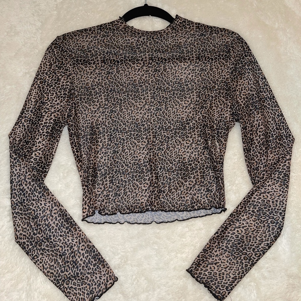 Leopard mesh crop top